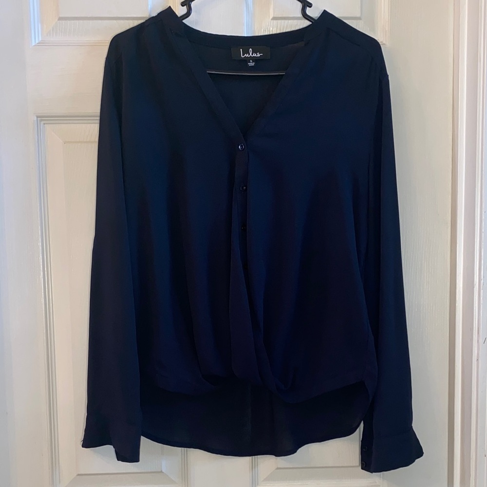 Lulu's Navy Blue Blouse - Picture 3 of 14